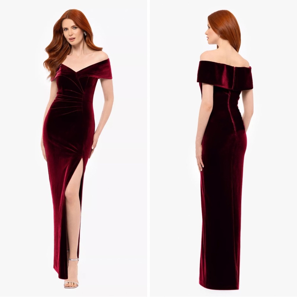 Elegant Off-Shoulder Burgundy Velvet Dress